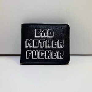 Black White Embroidered Bad Mother Fu**er Leather Wallet As Seen in Pulp Fiction